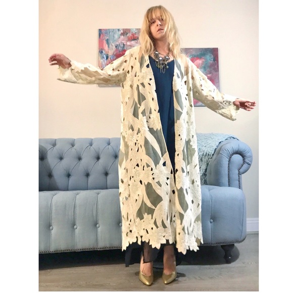 Vintage Dresses & Skirts - Amazing Vintage 1920s Floral Robe Cover Up